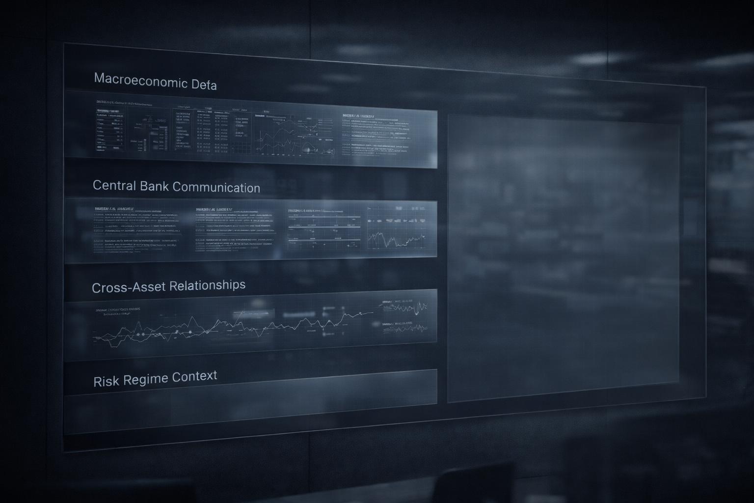 AI powered forex and macro analysis platform showing structured data layers supporting professional trading decisions without automation