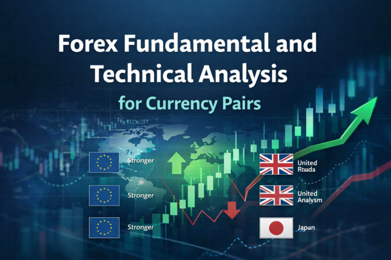 Forex fundamental and technical analysis showing how macroeconomic drivers and price structure combine to analyse currency pairs such as EUR/USD, EUR/GBP, and EUR/JPY