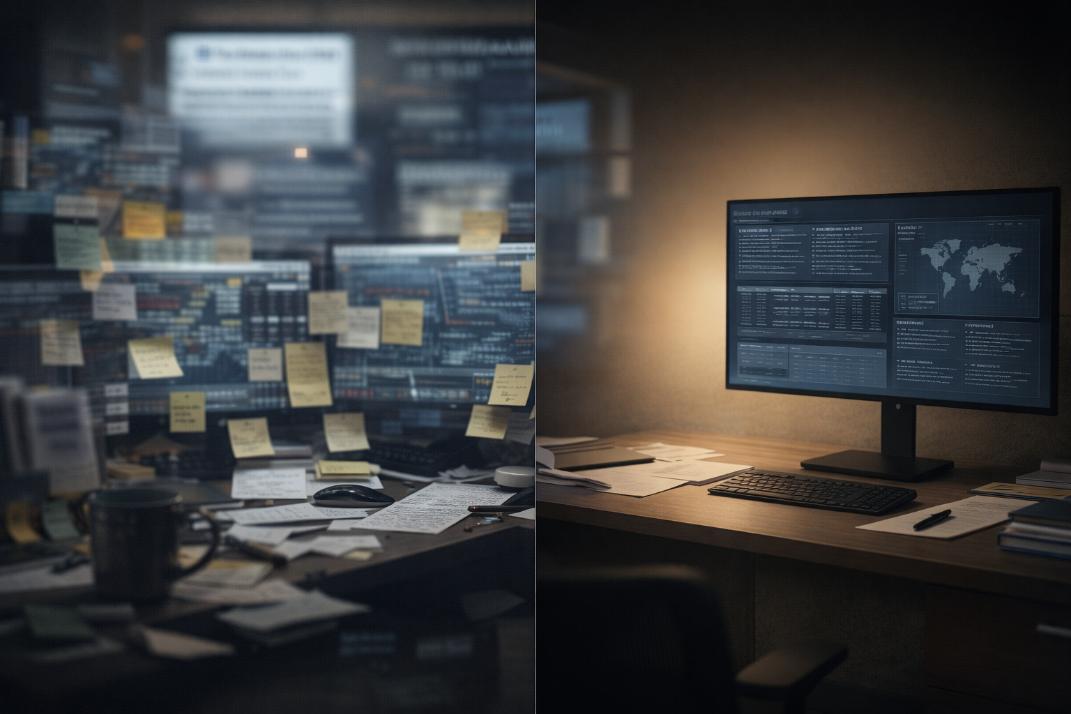 Outcome-driven forex trading improvement showing structured decision-making versus emotional noise to reduce risk and improve trade conviction