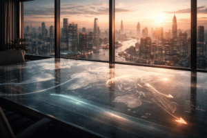 Institutional macro office illustrating currency strength and weakness through valuation, expected real returns, and global capital flows.