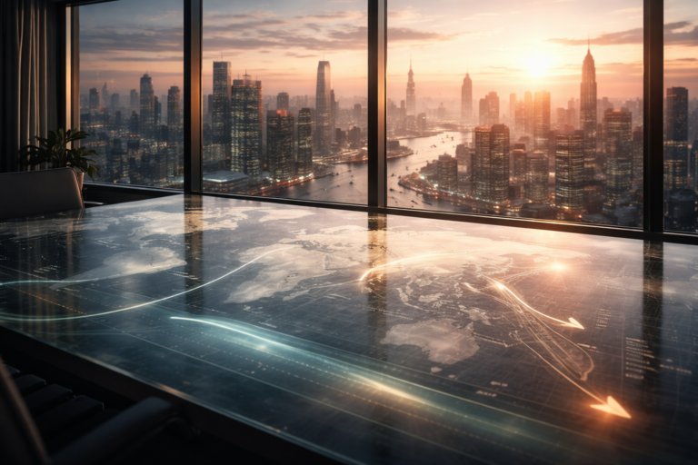 Institutional macro office illustrating currency strength and weakness through valuation, expected real returns, and global capital flows.