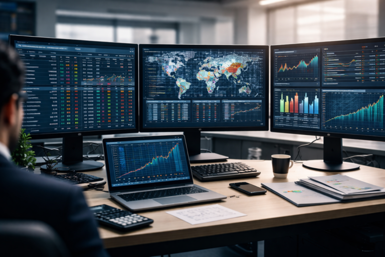 Professional macro trading desk showing how forex fundamental analysis works using economic data, central bank policy, and currency strength analysis